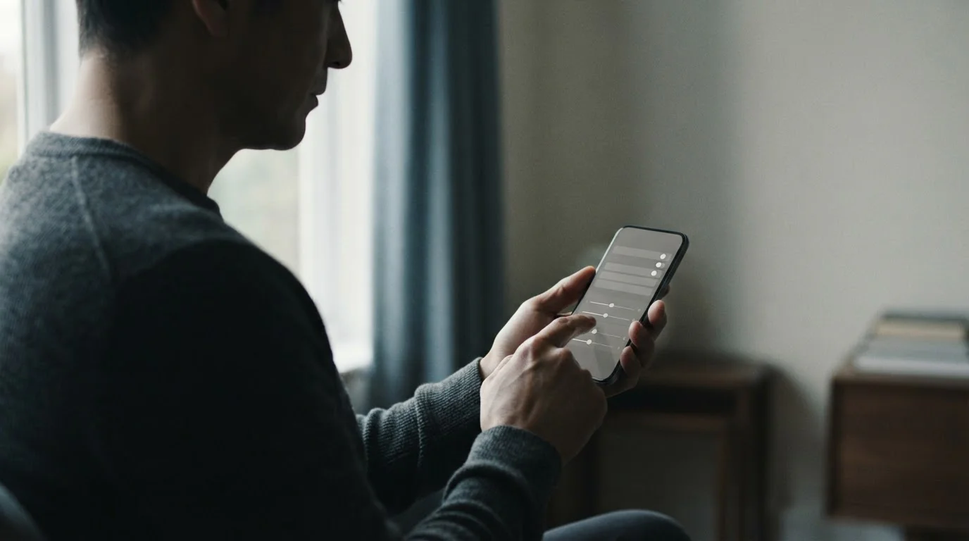 Persona de perfil ajusta un límite en la configuración de una app en el móvil