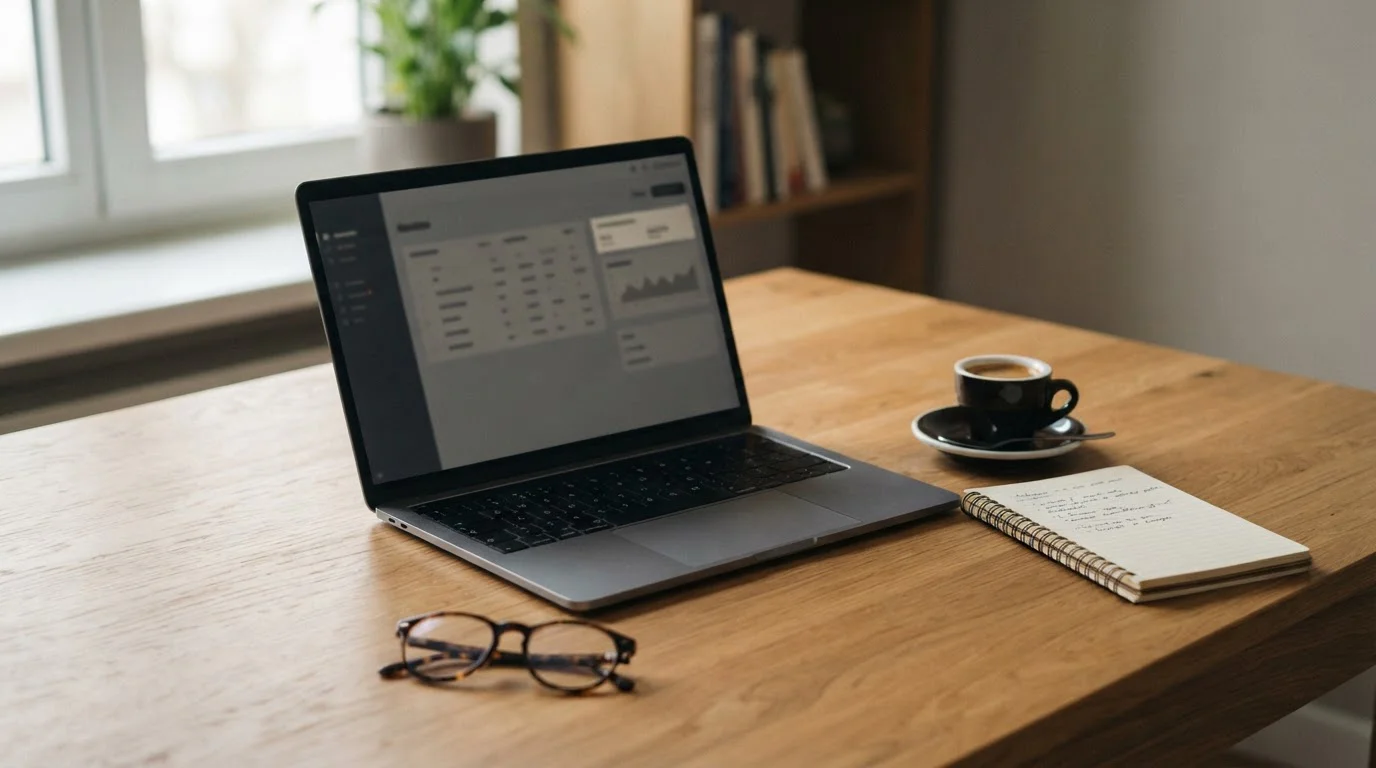 Escritorio con portátil y cuaderno de notas sobre pagos en apuestas online