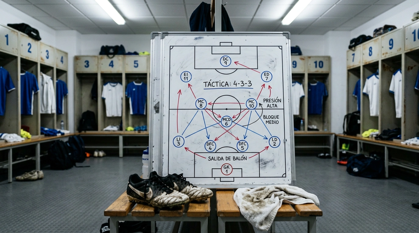 Pizarra táctica con formaciones de fútbol representando la evolución de los sistemas en la Premier League