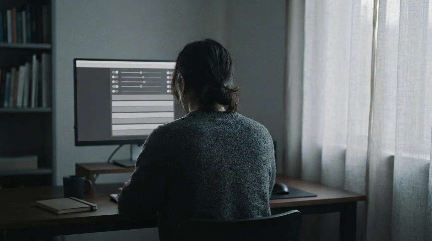 Silueta de una persona ajustando un control deslizante en una pantalla neutra