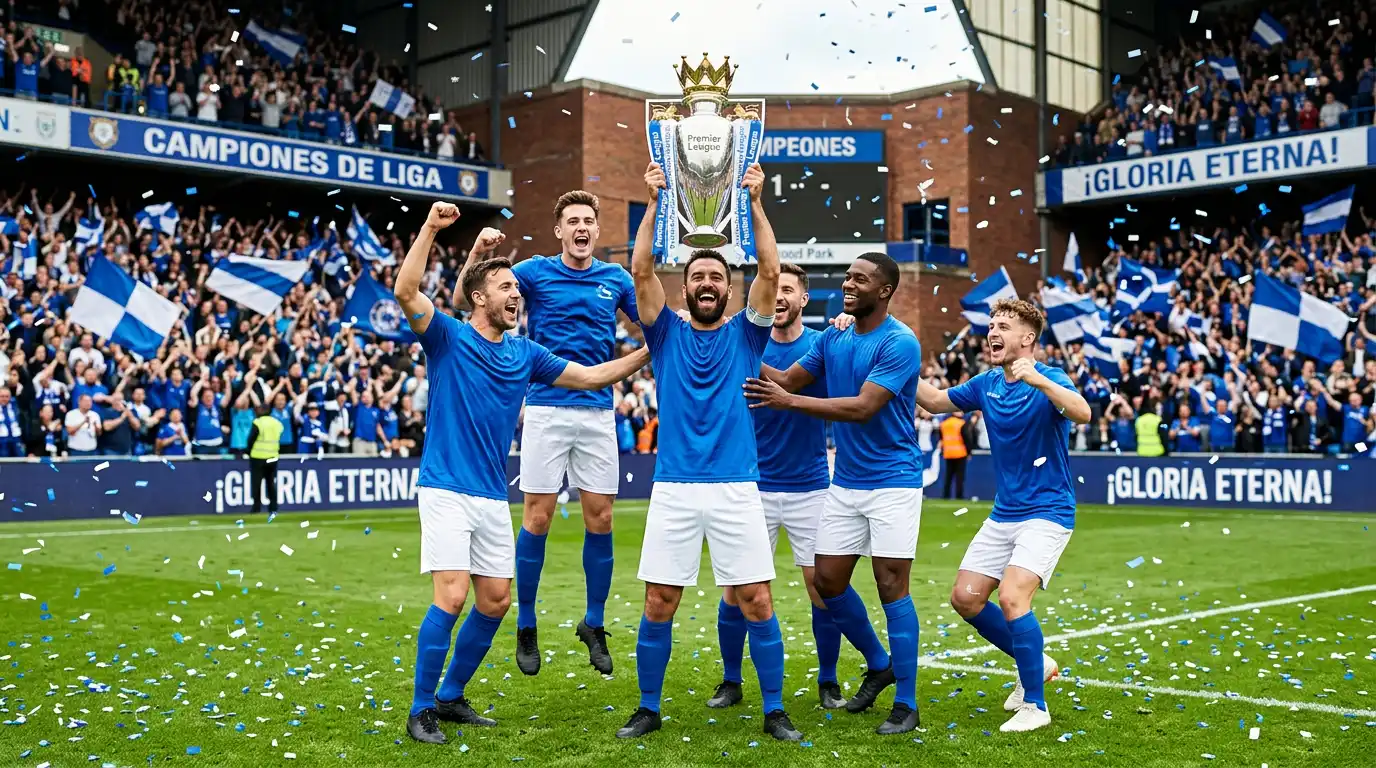 Leicester City levantando el trofeo de la Premier League en la temporada 2015-16
