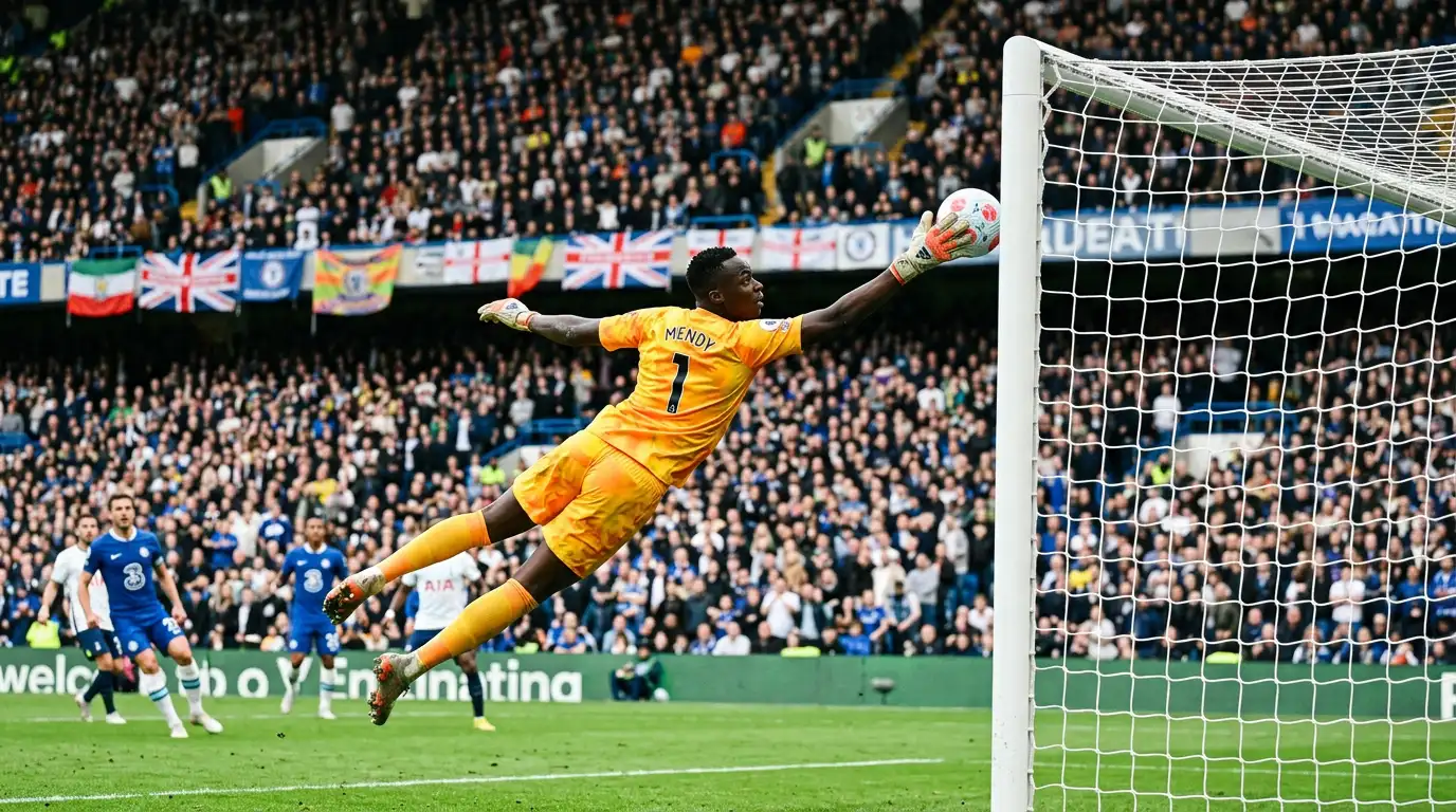 Portero de la Premier League celebrando una portería a cero con los puños en alto
