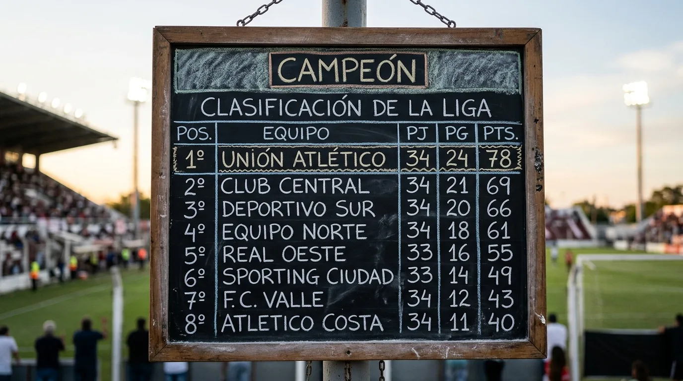 Tabla de clasificación de la Premier League mostrando los puntos del campeón destacados